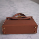 Bolsa Hermès Mini Kelly Epsom Gold com Ferragens Gold