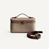 Bolsa Loro Piana Extra Pocket L19 Ecru Brown Cotton com Ferragens Douradas