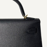 Bolsa Hermès Mini Kelly Epsom Noir com Ferragens Gold