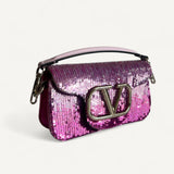 Bolsa Valentino  VLogo Signature com Paetês Rosa
