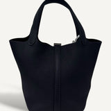 Bolsa Hermès Picotin 18 Clemence Bleu Caban com Ferragens Palladium