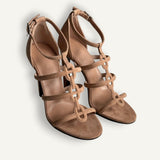 Sandália Hermés Magic 105 Beige Perlino em Suede