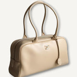 Bolsa Chanel Bowling Calfskin Bege Grande