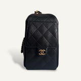Bolsa Chanel 25 Small Caviar Preta com Ferragens Douradas