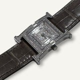 Relógio Hermès Heure H em Ouro Branco Diamantes e Pulseira Alligator
