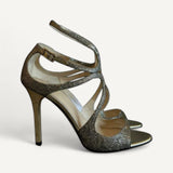 Sandália Jimmy Choo Lang em Lurex Prata e Dourado