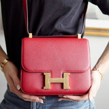 Bolsa Hermès Constance 24 Epsom Rouge com Ferragens Gold