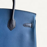 Bolsa Hermès Birkin 25 Epsom Bicolor Bleu Prusse/Noir com Ferragens Palladium