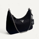 Bolsa Prada Re - Edition 2005 Preta  com Ferragens Prata