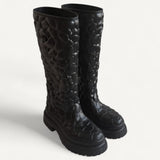 Bota Valentino Black Rubber Rose Atelier Knee Length
