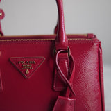 Bolsa Prada Mini Galleria Couro Saffiano Verniz Vermelha