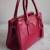 Bolsa Prada Mini Galleria Couro Saffiano Verniz Vermelha