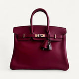 Bolsa Hermès Birkin 25 Rouge H com Ferragens Palladium