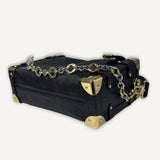 Bolsa Louis Vuitton Side Trunk MM Black com Ferragens Douradas