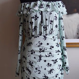 Vestido Alessandra Rich Floral com Babado e Mangas Longas
