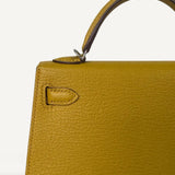 Bolsa Hermès Mini Kelly Chevre Verso Jaune de naples | Rose Extreme com Ferragens Palladium