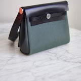 Bolsa Hermès Herbag Zip 20 Mangrove Noir com Ferragens Palladium