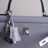 Bolsa Hermès Kelly 25 Epsom Gris Pantin com Ferragens Palladium
