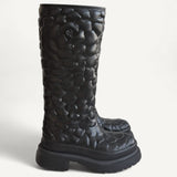 Bota Valentino Black Rubber Rose Atelier Knee Length