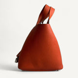 Bolsa Hermès Picotin 18 Clemence Orange com Ferragens  Palladium