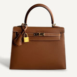 Bolsa Hermès Kelly 25 Epsom Gold com Ferragens Gold