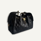 Bolsa Chanel 25 Small Caviar Preta com Ferragens Douradas
