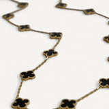 Colar Van Cleef Longo Vintage Alhambra 20 motivos Ônix em Ouro Amarelo