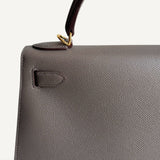 Bolsa Hermès Kelly 28 Epsom Gris Etain com Ferragens Gold