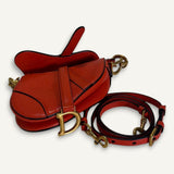 Bolsa Christian Dior Goatskin Micro Saddle Bag With Strap Bright Orange