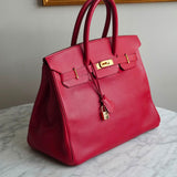 Bolsa Hermès Birkin 35 Epsom Clemence com Ferragens Douradas