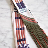 Twilly Hermès Jumping Silk com Franjas de Couro Crème I Kaki I Beige