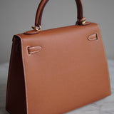 Bolsa Hermès Kelly 25 Epsom Sellier Gold com Ferragens Gold