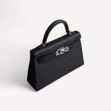 Bolsa Hermès Mini Kelly Epsom Noir com Ferragens Palladium