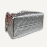 Bolsa Chanel 25 Pequena Prateada com ferragens Douradas