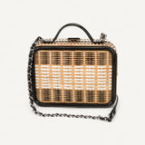 Bolsa Chanel Raffia Patent Small CC Filigree Vanity Case Preta
