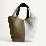 Bolsa Hermès Picotin 18 Tricolor Marfa/New White/Maca com Ferragens Palladium