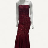 Vestido Dolce & Gabbana Sequined Long Dress Red