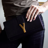Clutch Yves Saint Laurent Y Ligne Couro Preto