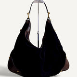 Bolsa Hobo Gucci Jockey Monogram Camurça Preto | Marrom