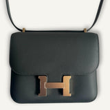 Bolsa Hermès Constance 18 Swift Vert Mangrove com Ferragens Permabrass