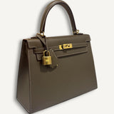 Bolsa Hermès Kelly 25 Etoupe Epsom Sellier com Ferragens Gold