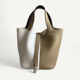 Bolsa Hermès Picotin 18 Tricolor Marfa/New White/Maca com Ferragens Palladium