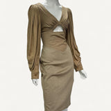 Vestido Burberry Midi em Malha Bege
