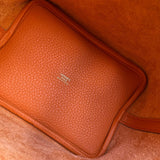Bolsa Hermès Picotin 18 Orange H com Ferragens Gold
