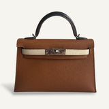 Bolsa Hermès Mini Kelly Epsom Tricolor Gold | Nata | Noir com Ferragens Palladium