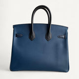 Bolsa Hermès Birkin 25 Epsom Bicolor Bleu Prusse/Noir com Ferragens Palladium