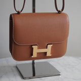 Bolsa Hermès Constance 18 Epsom Gold com Ferragens Gold