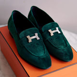 Mocassim Hermès Paris Veludo Verde