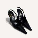 Scarpin Saint Laurent Slingback Lee em Couro Polido