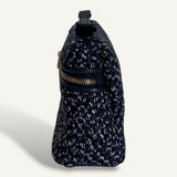 Bolsa Loro Piana Extra Pocket Pouch Tweed Blue com Ferragens Douradas
